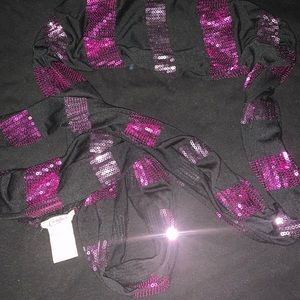 CANDIES PINK + BLACK SEQUIN SCARF